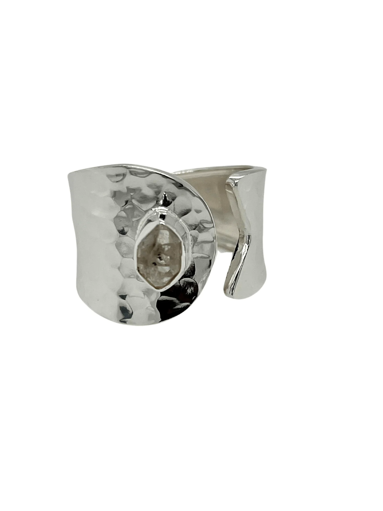 Hammered Wrap Ring - Herkimer Diamond - Image 6